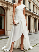 Women's Solid-Color One-Shoulder A-Line Maxi Dress ZMZ2270D3XT