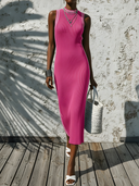 Women's Premium Minimalist — Crew Neck, Sleeveless, Stretchy, Slim-Fit, Midi Knit Dress ZMZ3006D9ZYY