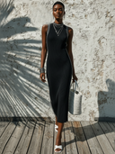 Women's Premium Minimalist — Crew Neck, Sleeveless, Stretchy, Slim-Fit, Midi Knit Dress ZMZ3006D9ZYY