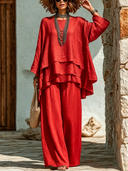 Women's Casual Cotton-Linen Long-Sleeve Top And Pants Two-Piece Set ZMZ1201E5XT