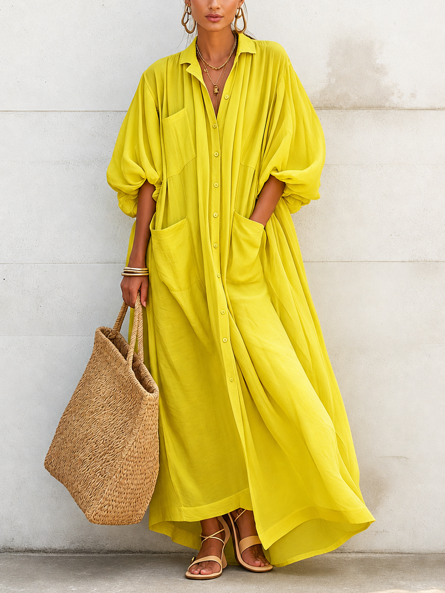 flowy oversized dress Women's Vacation-Style Lemon Yellow Cotton-Linen Shirt – Zemurea Tennis Dress with Unitard BRAND: BANANA REPUBLIC White linen oversize dress Color:hot pink