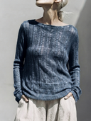 Women's Premium Vintage-Style Casual Knit Crew-Neck Long-Sleeve T-Shirt ZMZ2392G2ZYY