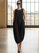 Women's High-end Minimalist Lyocell Blend Sleeveless Midi Dress ZMZ1058B7K