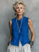 Women's Casual Vintage Cotton-Linen Single-Breasted Vest ZMZ1658F0ZYY
