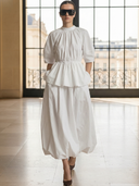 Women's High-End Old Money Style Pure Cotton Short-Sleeve T-Shirt And Elastic Waist Skirt Set ZMZ1401B3K