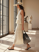 Women's High-End Elegant Resort Knitted Sleeveless Top And Skirt Set ZMZ2423B8K