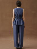 Women's High-end Old-money Style Cotton And Linen Blend Vest And Trousers Set ZMZ1403B6K