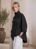 Women's Vintage-Style Casual Twill Stand Collar And Asymmetric Front Closure Jacket ZMZ2146H4ZYY