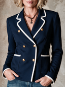 Women's Urban Navy Double-Breasted Blazer ZMZ0355I5XT