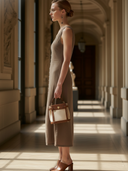 Women's Premium Minimalist Cotton And Linen Blend Sleeveless Midi Dress ZMZ2793A9K