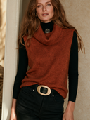 Women's Retro Casual Cotton Yarn Knitted Turtleneck Vest ZMZ0370I9ZJY