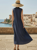 Women's Italian-style Romantic Cotton Sleeveless maxi Dress ZMZ2664A0K