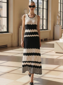 Women's Elegant Knitted Fitted Round Neck Sleeveless Maxi Dress ZMZ2797B5K