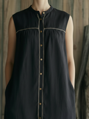 Women's Minimalist Casual Embroidered Pure Cotton Sleeveless Loose Maxi Dress ZMZ0311B2K