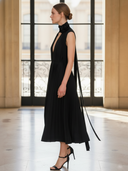 Women's Elegant And Sophisticated Pure Cotton Sleeveless Midi Dress  (including Neck Embellishment) ZMZ2516B6K