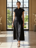 Women's High-end Old-money Style Pure Cotton Short Sleeve Maxi Dress ZMZ1129B7K