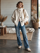 Women's Classic Off-White Faux Wool Blend Turtleneck Jacket ZMZ3033I5SWL