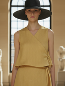 Women's French Elegant Linen Tencel Blend Sleeveless Vest And Elastic Waist Skirt Set ZMZ1443B0K