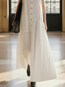 Women's High-end Minimalist Pure Cotton Sleeveless Maxi Dress ZMZ1064B7K