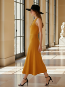 Women's French-style Elegant Knitted Sleeveless Fitted Midi Dress ZMZ1240B8K