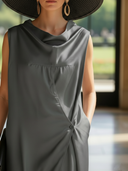 Women's High-end Minimalist Lyocell Blend Sleeveless Loose-fitting Maxi Dress ZMZ1252B2K