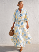 Women's Stylish Vacation Shirt Maxi Dress With Colorful Polka-Dot Print ZMZ2371G8SWL