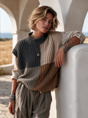 Women's Fashionable Color-Block Ribbed Knit Pullover Vest ZMZ1532I5SWL