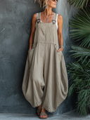 Women's Vintage Cotton-Linen Loose Wide-Leg Overalls ZMZ1944E0SWL