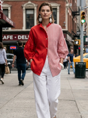 Women's French-style Elegant Cotton-linen Blend Vertical Stripe Lantern-sleeve Shirt ZMZ2771G5ZYY