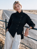 Women's Vintage-Style Casual Twill Stand Collar And Asymmetric Front Closure Jacket ZMZ2146H4ZYY