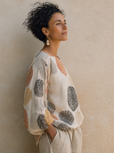 Women's Vintage-Style Patterned Cotton-Linen Long-Sleeve Top ZMZ1052G2SWL