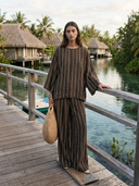 Women's Striped Oversized Top And Wide Leg Pants Two-Piece Set ZMZ0433H2XT