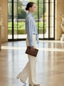 Women's Premium Minimalist Tencel Blend Shirt And Cotton Trousers Set ZMZ2619A0K