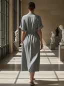 Women's Casual Linen Waist-cinching Midi Dress ZMZ2752A6K