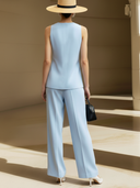 Women's Old Money Style Commuter V-neck Tank Top And Straight Leg Pants Set ZMZ2728B6U