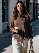 Women's Vintage Casual Asymmetric Single-Breasted Knit Cardigan ZMZ1720I6ZYY