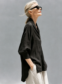 Women's Premium Minimalist Cotton-Linen V-Neck Long-Sleeve Shirt ZMZ0893G0ZYY
