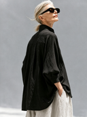Women's Premium Minimalist Cotton-Linen V-Neck Long-Sleeve Shirt ZMZ0893G0ZYY