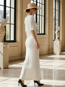 Women's High-End Elegant Knitted Slim-Fit Short-Sleeve Maxi Dress ZMZ2483B1K