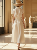 Women's French-style Elegant Tencel Blend Sleeveless Midi Dress ZMZ3075A8K