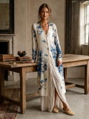 Women's Casual Printed Long-Sleeve Button-Front Long Cardigan ZMZ3031G6XT