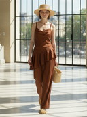 Women's High-end, Old-money Style Lyocell Blend Camisole Sleeveless Top And Pants Set ZMZ2813B1K