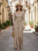 Women's Italian-style Romantic Cotton Blend Maxi Dress ZMZ2700A2K