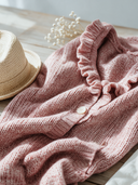 Women's French-style Elegant Ruffled V-neck Button-front Knit Cardigan ZMZ1013I5ZYY