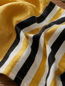 Women's Casual-Chic Cotton-Linen Striped With Stand Collar And Lantern Sleeves Shirt ZMZ2904G3ZYY