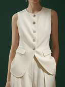 Women's Premium Old Money Style Cotton Blend Vest And Trousers Set ZMZ3063A9K