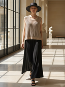 Women's High-end Old-money Style Commuter Knitted Vest And Cupro Dress Set ZMZ2763B5K