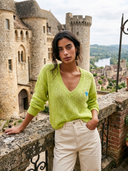 Women's Stylish Casual Heart Detail Long-Sleeve V-Neck Sweater ZMZ2463G3ZYY