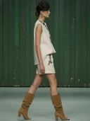 Women's Premium Old Money Style Embroidered Cotton And Linen Blend Tank Top And Shorts Set ZMZ0310B1K