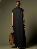 Women's Premium Minimalist Henley Neck Herringbone Linen Maxi Dress ZMZ2704A9K